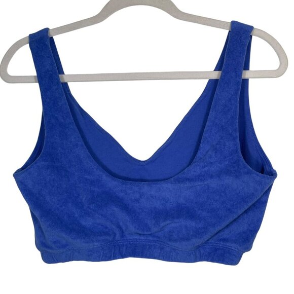 aerie Offline Summer Lights Terry Sports Bra Blue Size XL Comfy Elastic Workout - Picture 3 of 12